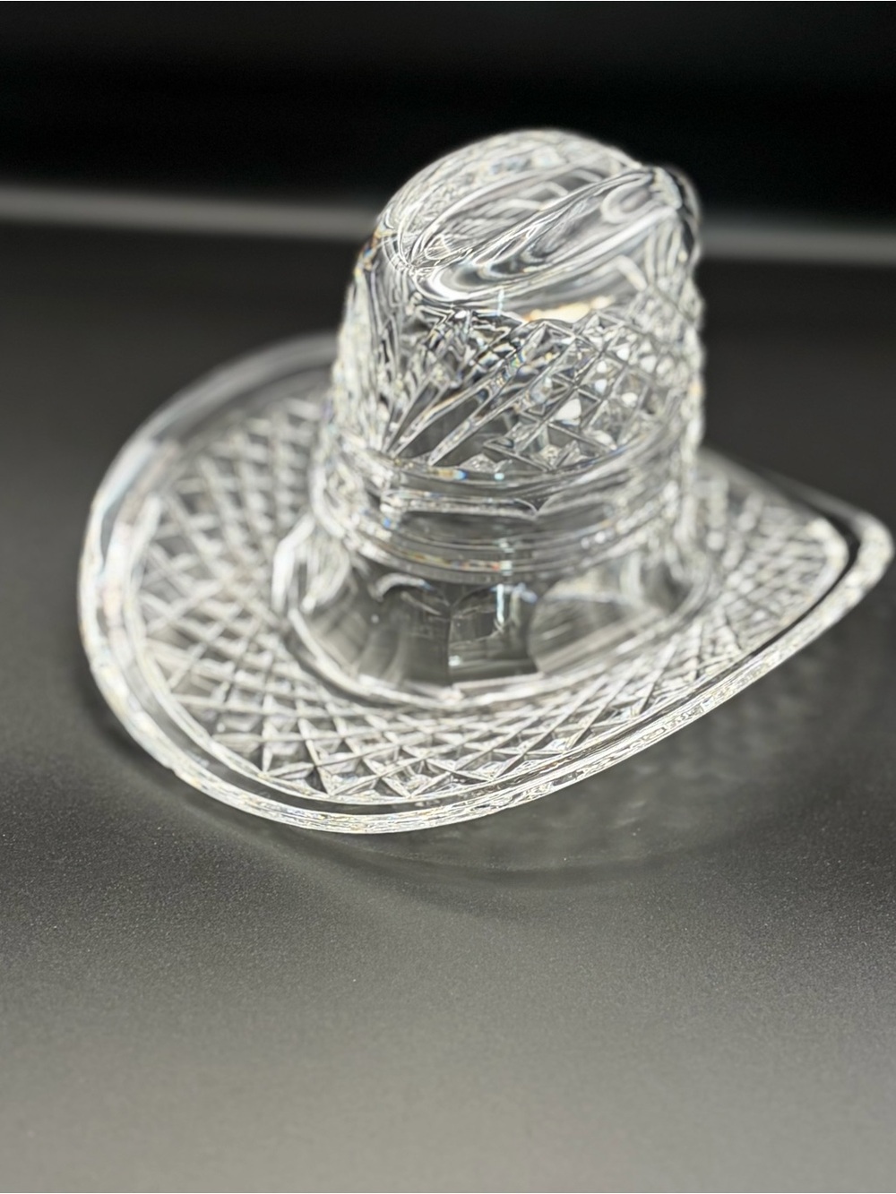 Waterford Crystal Vintage Cowboy Hat Sculpture Paperweight -  Flaw
